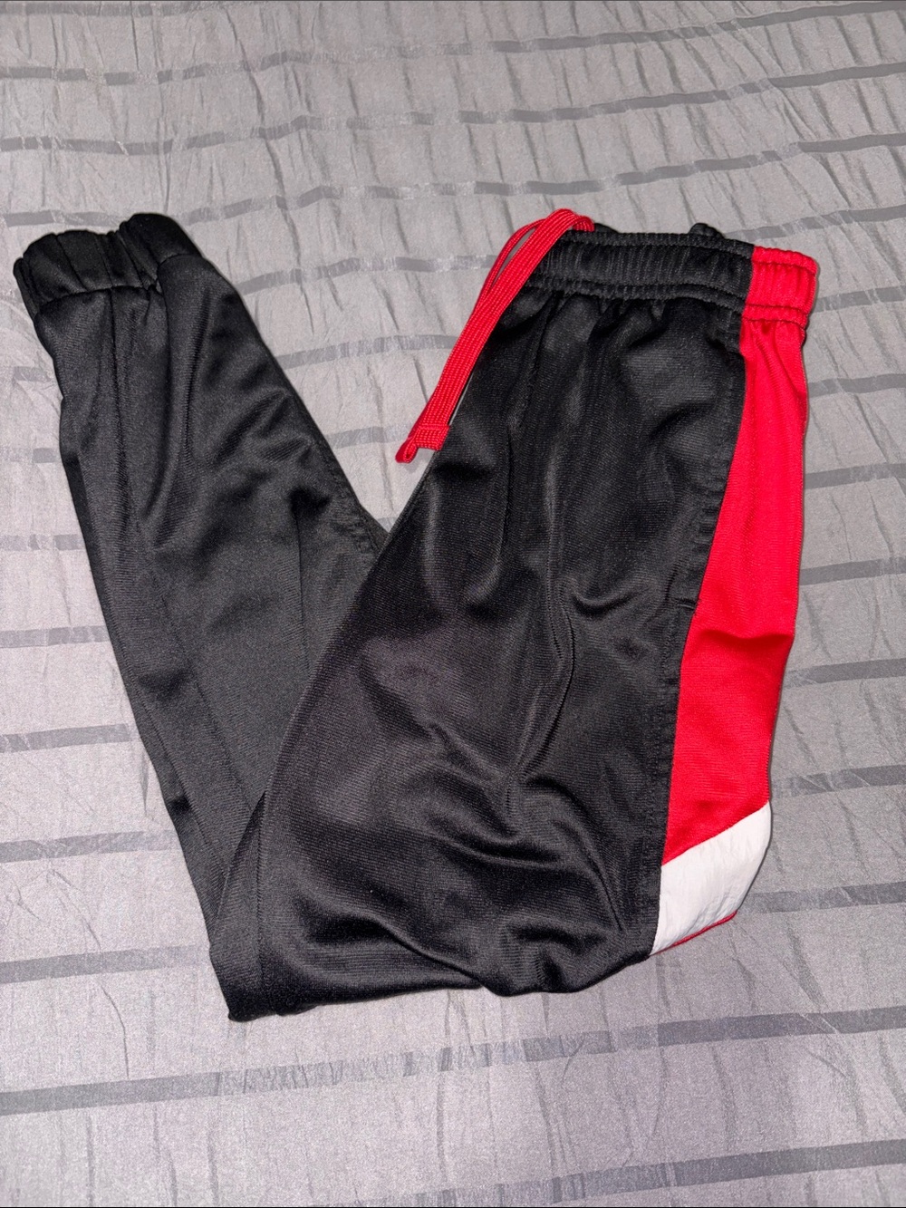 Athletic Works Black Joggers with Red Panels and White Trim